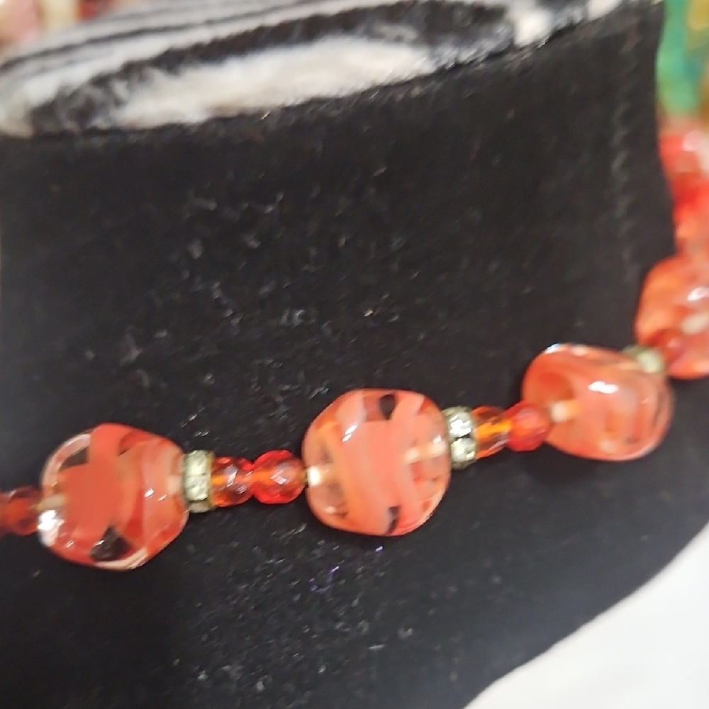 Miriam Haskell Elegant Murano Beaded Necklace with Rhinestone Accents - Picture 6 of 8